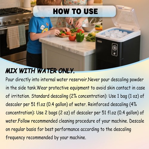 xcivi 6 Pack Household Ice Maker Descaling Powder Compatible with GE Profile Opal Ice Maker, Ice Machine Cleaner Maker Descaler, Helps Remove Hard Water and Mineral Buildup, Individually Packed