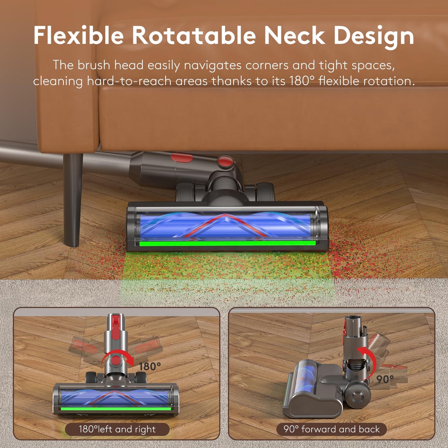 Vacuum Replacement Heads for Dyson V7/V8/V10/V11/V15,180 Degree Rotating Cleaning Blind Spot Dust,2 in 1 Vacuum Attachments for Thin Carpets,Hardwood Floors & Tiles