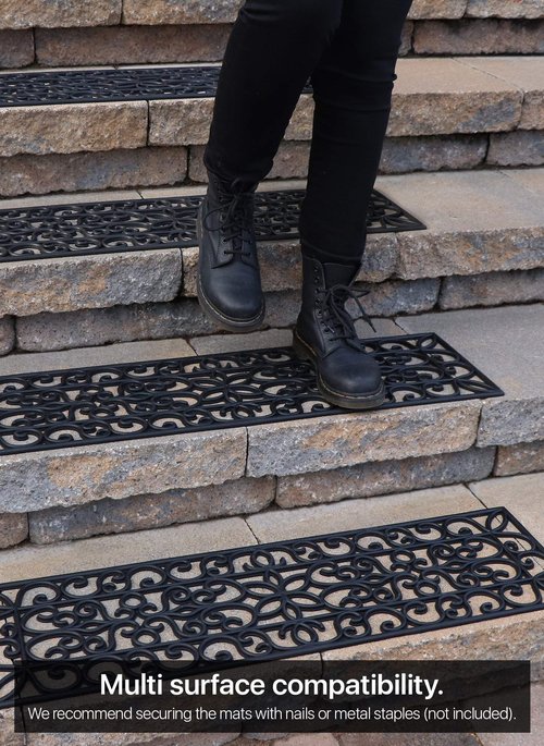 Rubber Stair Treads Non-Slip Outdoor 48”x10” (5-Pack) – Anti-Slip Step Mat