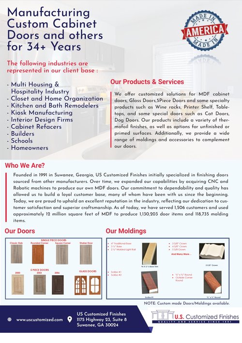Shaker Style MDF Cabinet Door Replacement with Custom Sizes and Finishes| White-Unfinished-Primed | Made-to-Order for Kitchens, Bathrooms & Replacements
