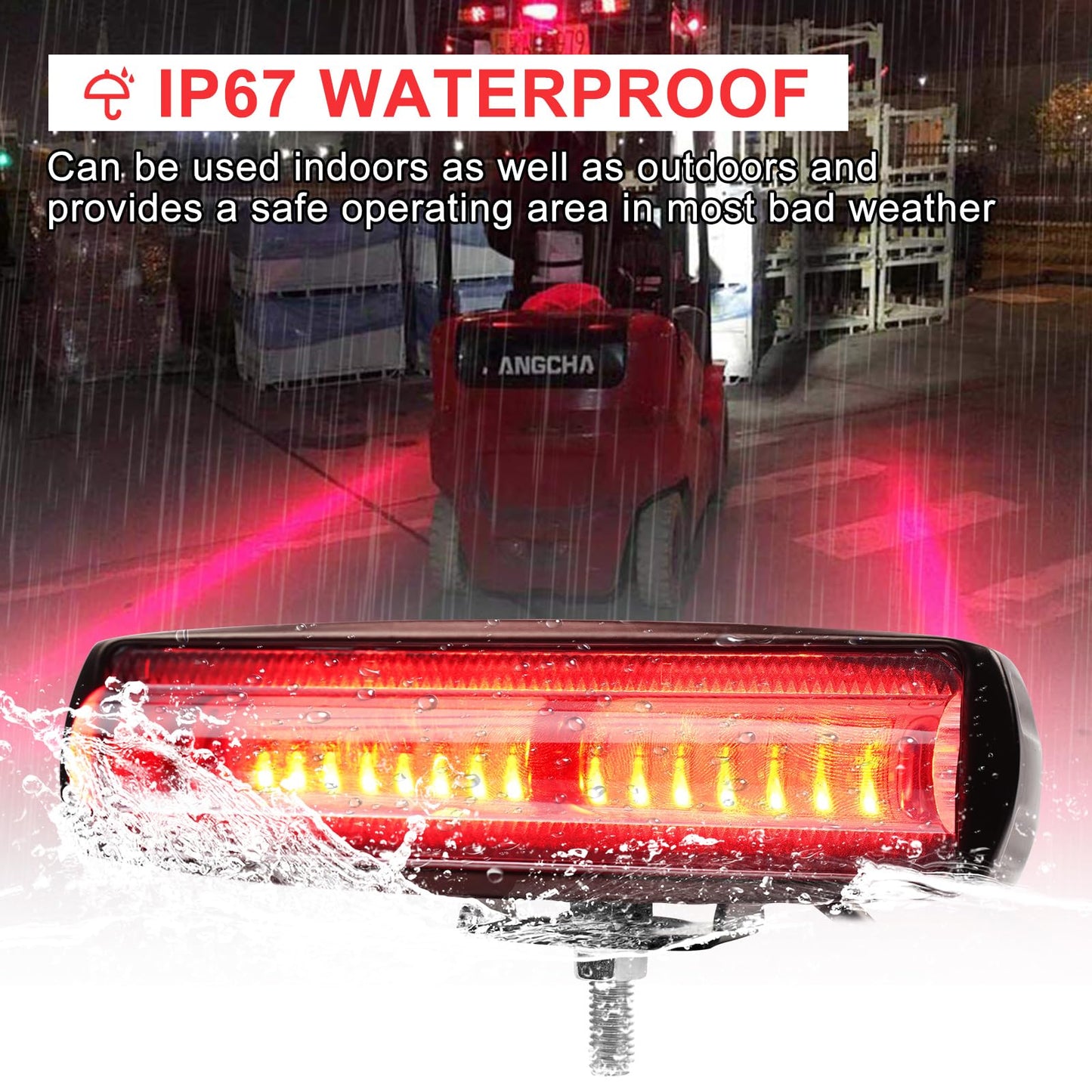 2 Pack Forklift Safety Light LED Forklift Warning Light, Pedestrian Red Zone Warning Lamp, Red Line Boundary Warehouse Work Light Truck 30W, DC12-80V