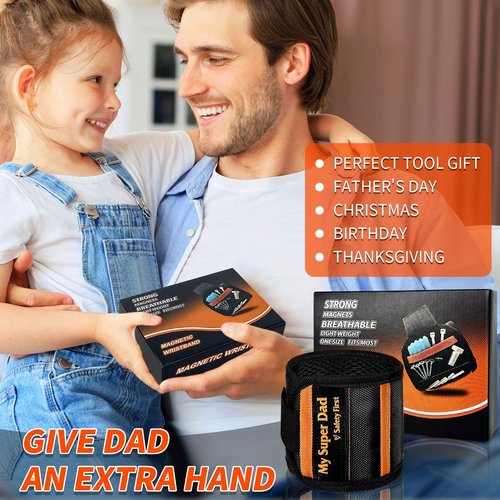 Fathers Day Unique Dad Gifts from Daughter Son, MY SUPER DAD Magnetic Wristband Tool Gifts for Dad, Dad Birthday Gift, Best Dad Gifts, Gifts for Dad Who Wants Nothing, Ideal Fathes Day Presents