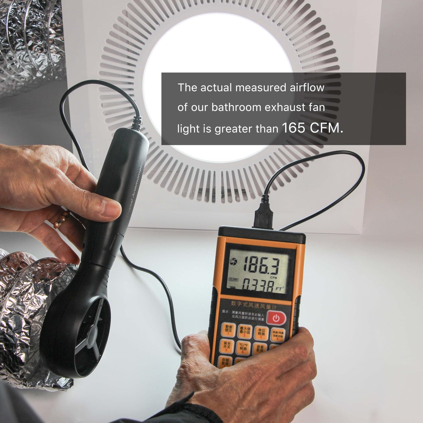 FWASTT Bathroom Exhaust Fan with Light 165CFM Shower Bathroom Vent Fan with 11.8IN 15w Led Light Combo Quiet 1.2 Sones Bath Ceiling vent with Adjustable Led Light 3000k/4000k/6500k For Home Bath