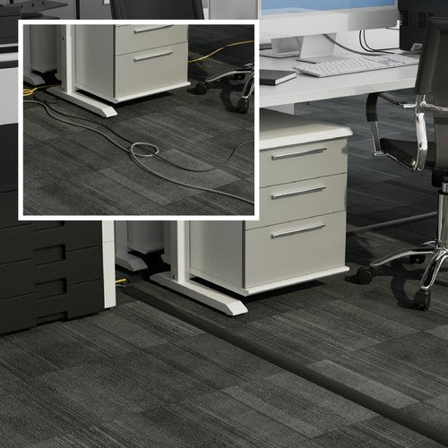 D-Line 6ft Floor Cord Cover, Cable Protector, Hide Extension Cords, Protect Cords, Prevent Cable Trips, Heavy Duty Cord Hider - Cable Cavity = 0.63" (W) x 0.31" (H) - Black