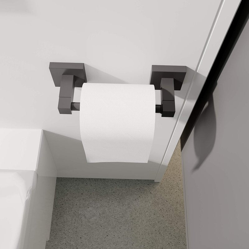 Ruacq Toilet Paper Holder Matte Black Double Post Pivoting Square Tissue Holders Roll Holder Hangers Toilet Paper Modern Wall Mounted, Commercial Bathroom Toilet Paper Roll Holder