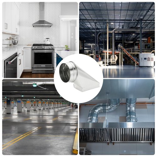 PATIKIL 6" x 4" x 5" 90 Degree Register Boot, Galvanized Steel Transition Rectangular to 5" Round Duct Transition Fitting for Connecting Floor Register Grille HVAC Duct Fittings