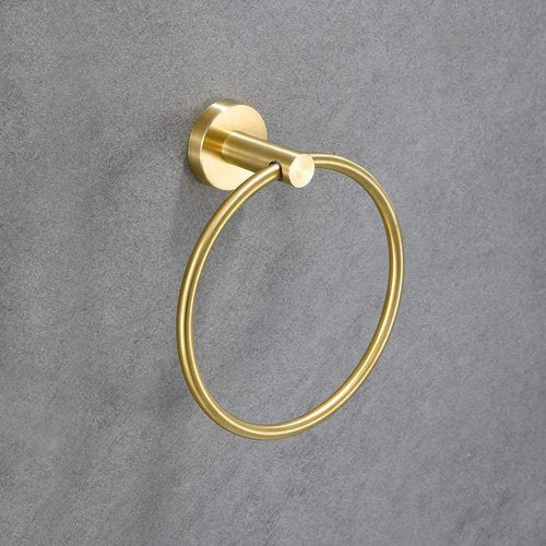 USHOWER 2 Pack Brushed Gold Towel Ring, Hand Towel Holder for Bathroom Wall Mounted, Durable 304 Stainless Steel, Modern Style