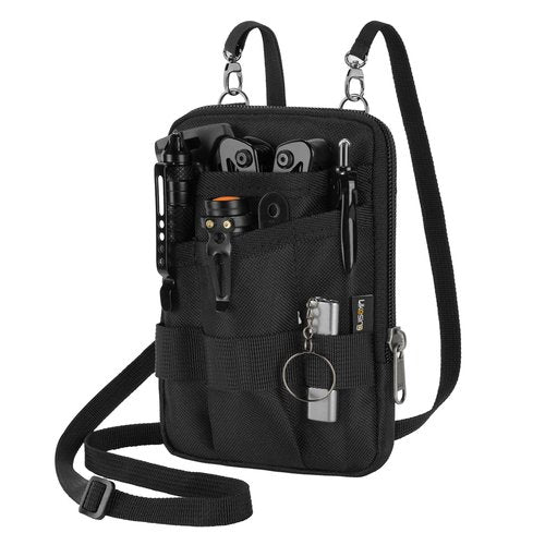 Likesing Pocket Organizer with Removable Strap, EDC Belt Organizer with 6 Pockets and 3 Slots, Small Tool Pouches EDC Pouch for Men for Small Gears Flashlight Tactical Pen Notebook Gadget Organized
