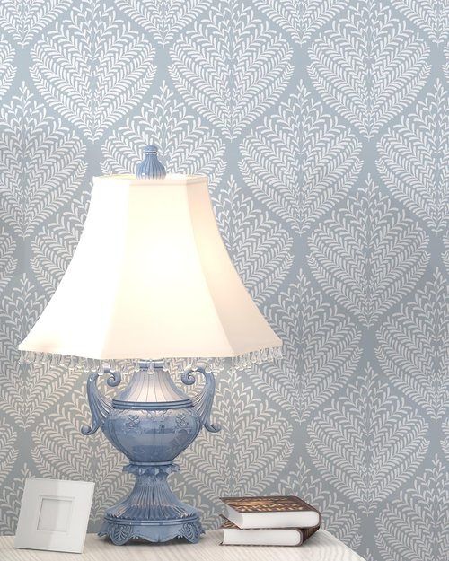 Modern Peel and Stick Wallpaper Blue and White Wall Paper 17.3"x78.7" Self-Adhesive Removable Contact Paper Boho Wallpaper Leaf Geometric Decorative for Bedroom Bathroom Cabinets Decor Vinyl Roll