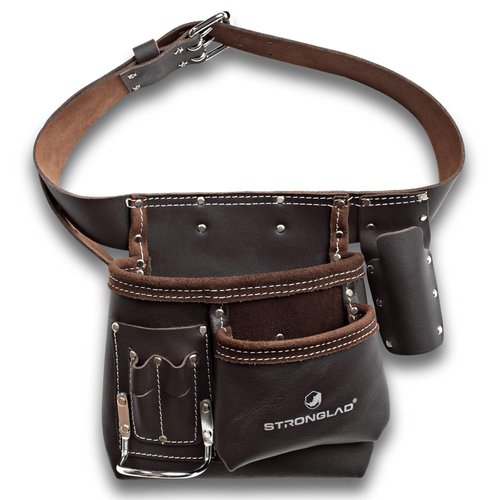 STRONGLAD Tool Belt for Carpenters & Electricians - Heavy-Duty 6 Pocket Oil-Tanned Leather Tool Belts for Men - Electrical Tool Pouch TBL1