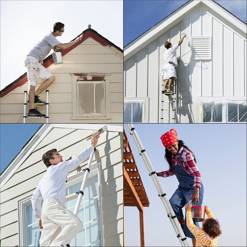 (8.5Ft/2.6M) Telescoping Ladders，EN131Standards Multi-Purpose Folding Aluminum Extension Ladder
