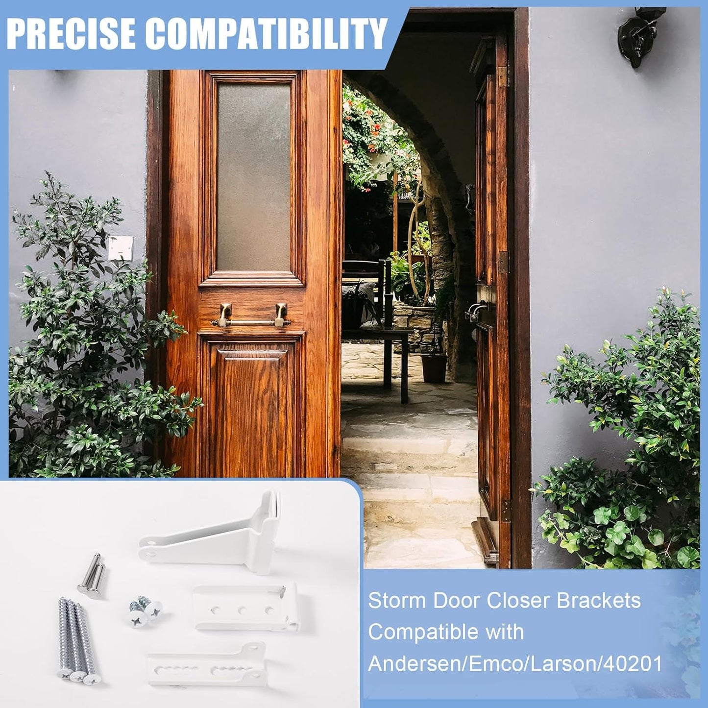 Storm Door Closer Bracket，Repair Jamb Bracket Compatible with Andersen，Durable Screen Door Closer Replacement Parts Kits with Emco/Larson/Pella, Protecting Doors from Damage from Strong Winds (White)