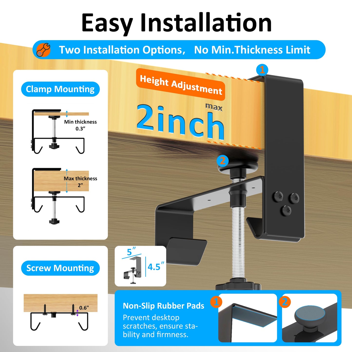 Cotohim Under Desk Cable Management Tray - Under Desk Cord Management - Clamp/Screw Mount - Fabric Wire Management - Cable Raceways Tray Cord Hiders for Office/Home (Black, 35.8"×5.6")