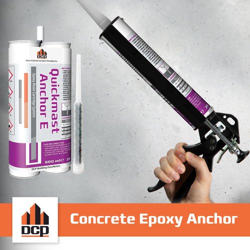 DCP Quickmast Anchor E Concrete Anchoring Epoxy - Two-Part, Dual Cartridge, Fast-Setting Epoxy System for Rebar, Threaded Rods, Crack Repair - Strong Bonding, Durable - 20.2 fl oz.
