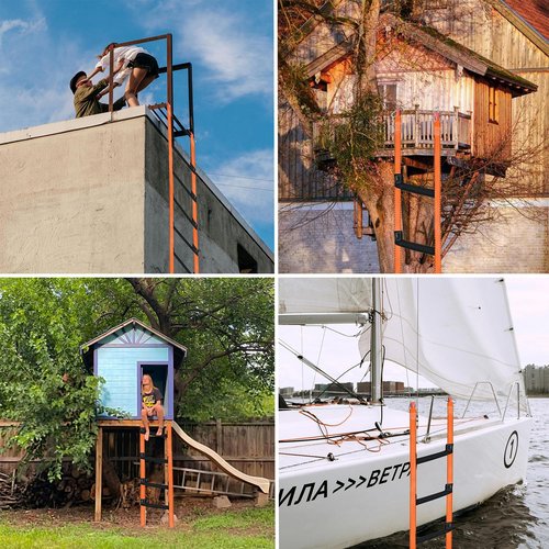 JANJOSN 9.8Ft Fire Escape Ladder, Portable & Reusable Fire Rope Ladder for Windows, Boats, Treehouses, Easy to Use for Kids & Adults (Orange)