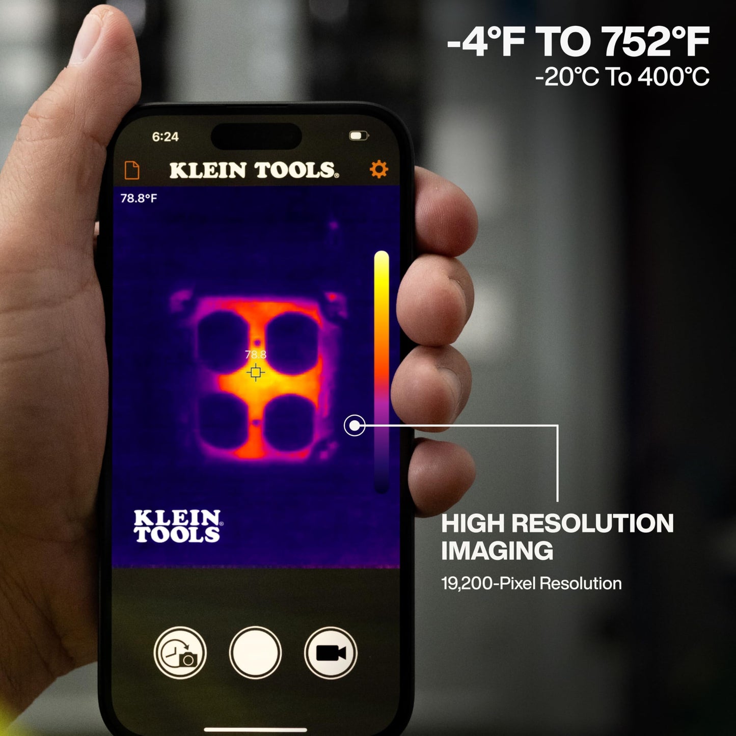 Klein Tools TI223 Mobile Thermal Imaging Camera, Thermal Imager for iOS and Android, 19,200 Pixels, Wide Temperature Range of -4 to 752-Degree Fahrenheit, Professional Infrared Camera