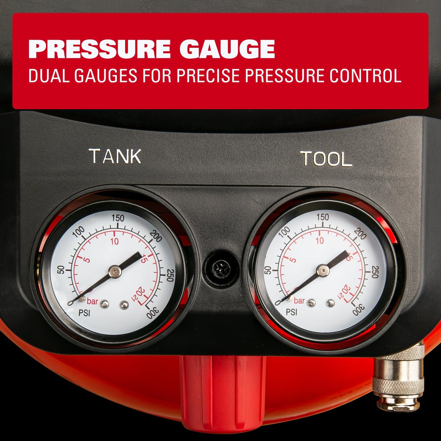 Air Compressor, 6 Gallon Pancake Air compressor, Max 150 PSI, 2.6 CFM @90 Psi, Oil Free Pancake Compressor for Home and Jobsite, Red Model: 0210673