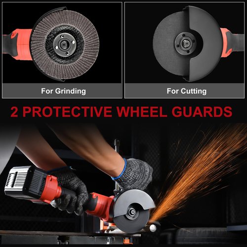 AOBEN Cordless Angle Grinder 4-1/2 inch, 21V Battery Grinder Tool, Power Electric Grinders, Brushless Motor, 2x4.0Ah Battery & Fast Charger, for Cutting, Griding, Polishing