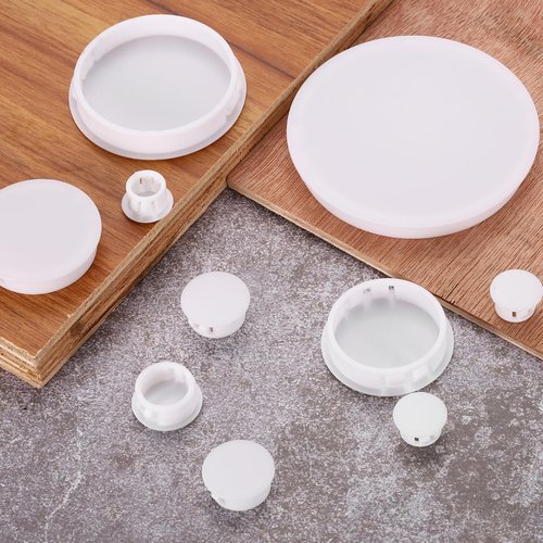 uxcell 10Pcs Plastic Hole Plugs, 50mm(2") Flush Type Panel Plugs, Round Snap Knockout Locking Plugs for Furniture Insert End Caps Panels, White
