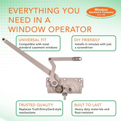 EntryGard 4-7/16" Window Crank Handle 20810 | No. 15 Series Dual-Arm Casement | Window Crank Replacement | E-Gard, Left Hand