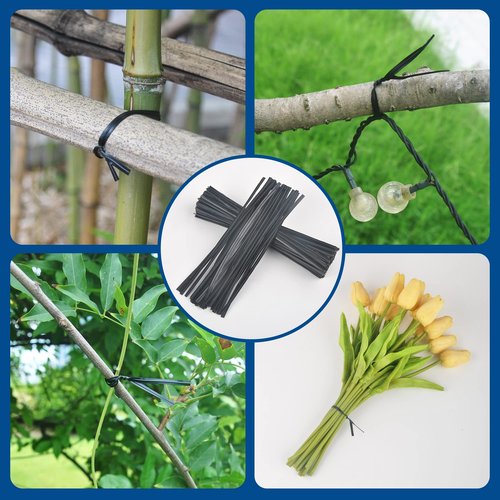 BABYPOEM Twist Ties, 150 PCS, 6.1 Inches, Bread Ties, Black, Reusable, for Bags, for Gardening, Home, Office