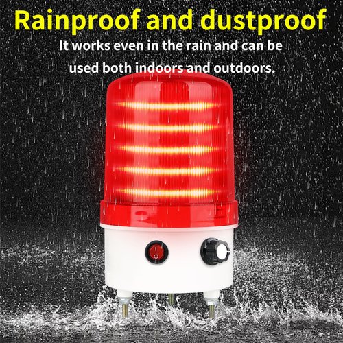 Industrial LED Rotating Warning Light, AC110V Red Strobe Light for Public Emergency Alarms, Indoor/Outdoor Safety Siren with Volume Adjustment/Plug and Buzzer