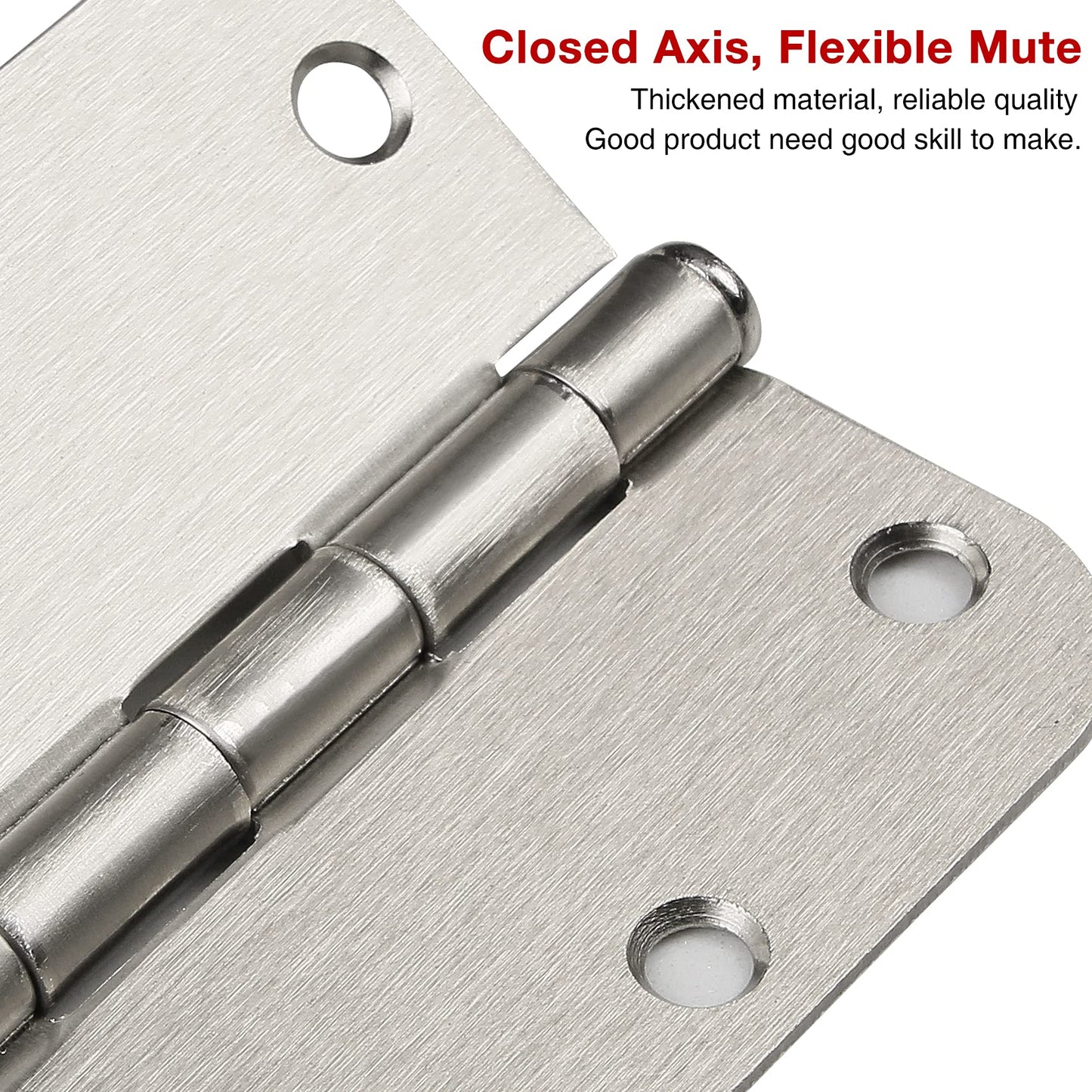 24 Pack Brushed Nickel Door Hinges 3.5 x 3 1/2 Inch Interior Rounded 5/8" Radius Corners Iron Bifold Silver Residential Satin Nickels Hinge for Doors Hardware Kit Office Bedroom Study Living Room