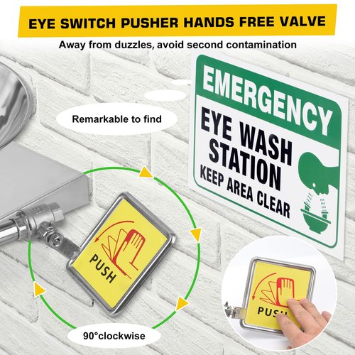 (2 pcs) Crystmetal 304 Stainless Steel Eye Wash Station, Wall-Mounted Emergency Eye Washer