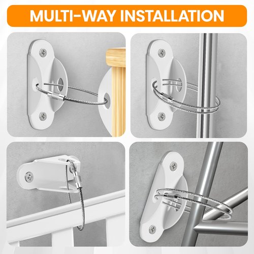 Furniture Anchors for Baby Proofing (10 Pack) Anti Tip Furniture Anchors Securing 400lbs,Wall Anchor Earthquake Straps Prevent Baby Pet from Falling Furniture Dresser & Bookshelf, White