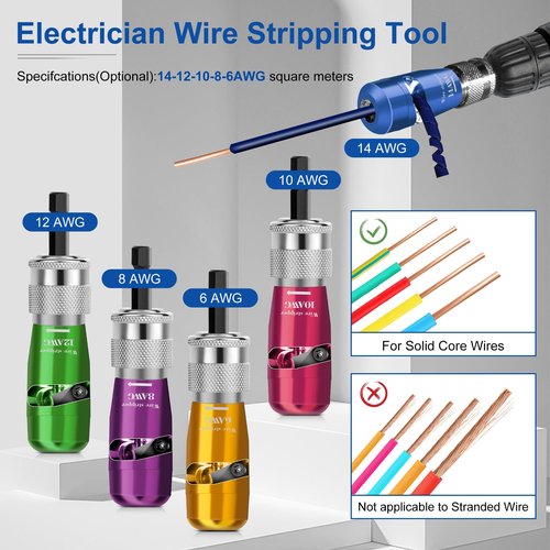 Smasener [Upgraded]Wire Stripper AWG 14-12-10-8-6 Gauge for Drill, Wire Stripper for Drill,Cable Twister Tool with 25 Wire Nuts
