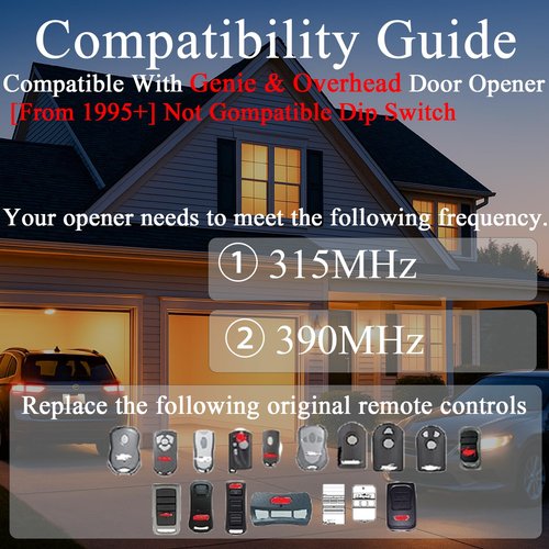 2 Replacement for Genie & Overhead Door Garage Door Opener Remote G3T-R G3T-BX G3T-A,𝐎𝐧𝐥𝐲 Compatible with 𝑨𝒍𝒍 Intellicode Genie Overhead Garage Openers from 1995