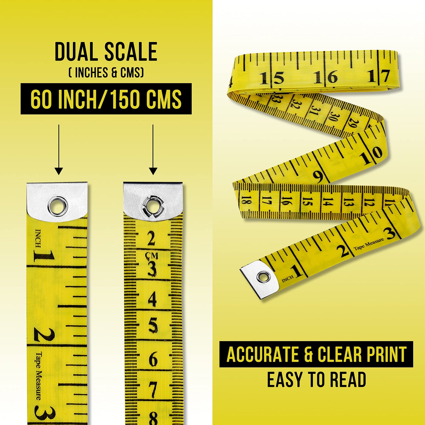 Pack of 2 Fabric Tape Measure, Measuring Tape for Body |Soft Measuring Tape for Sewing Cloth & Weight Loss Medical Body Measurement Nursing Craft 60 inch,150 cm