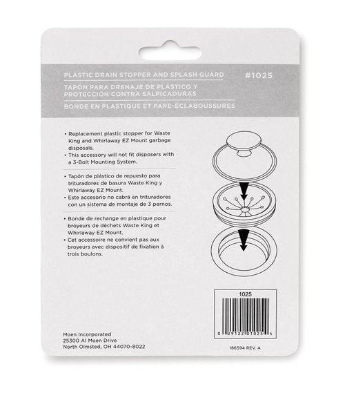 Waste King Black Disposer EZ Mount Garbage Disposal Stopper and Splash Guard for Sink Drain, 1025