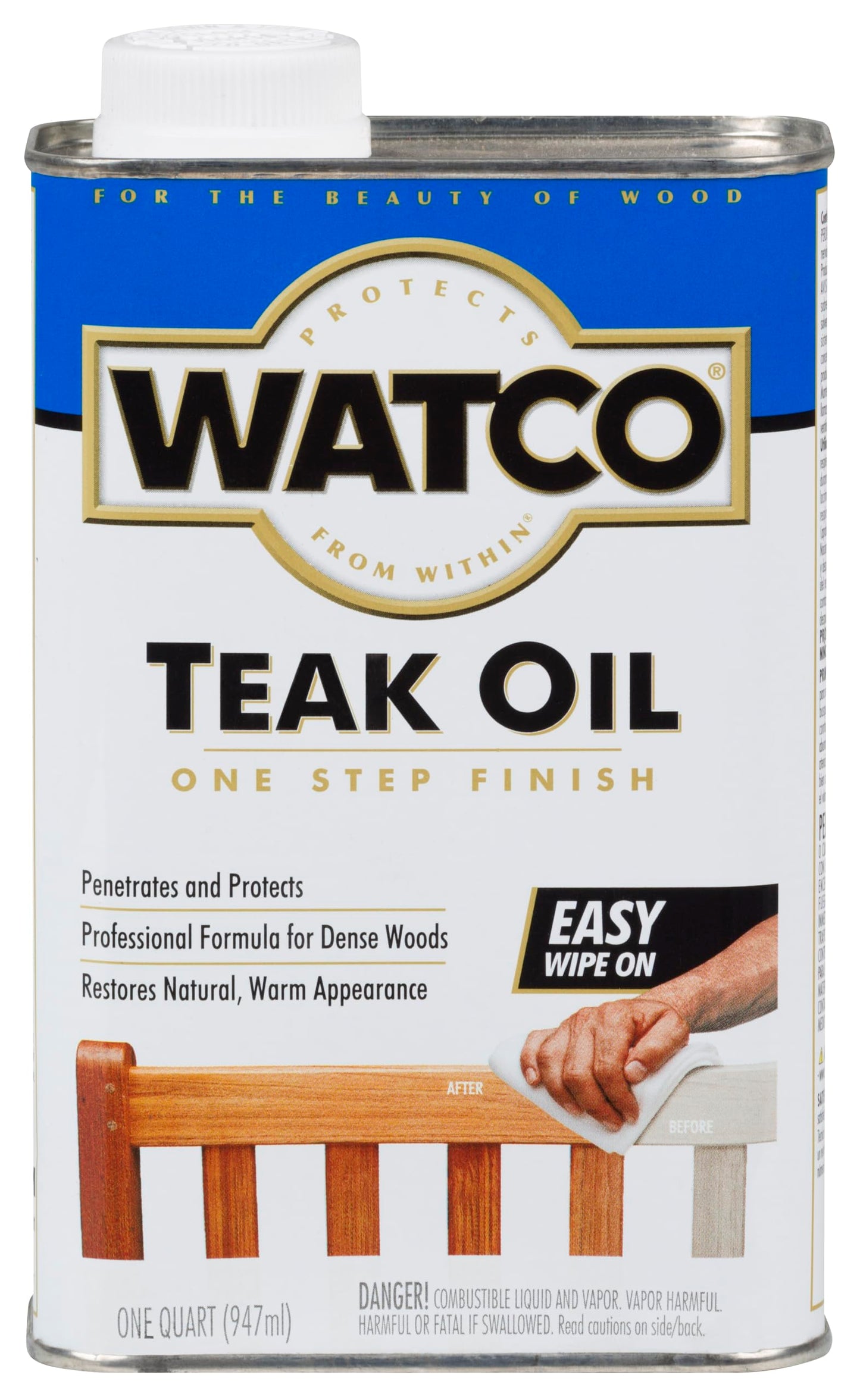 Watco Teak Oil Wood Finish, Quart, Clear