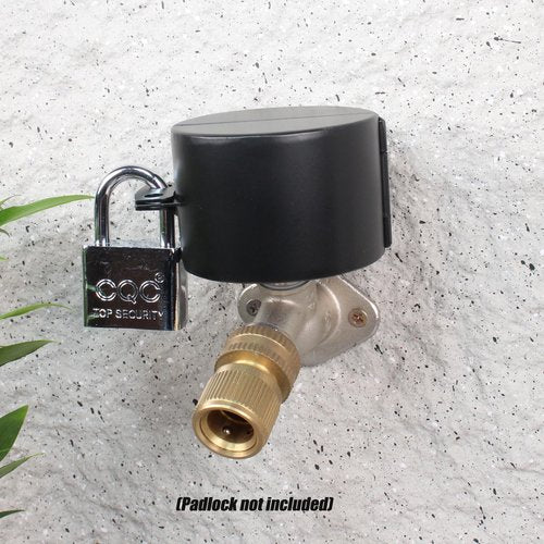 Water Spigot Lock Outdoor Faucet Lock System Gate Valve Lockout Device Hose Bib Lock Childproof Exterior Faucet Locks, Prevent Water Bandit and Stop Unauthorized Water Use, Metallic Black
