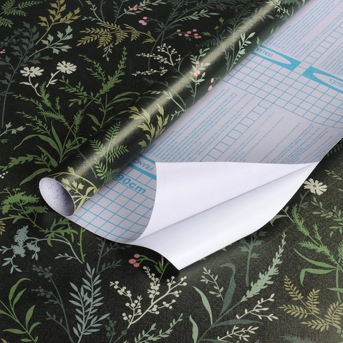 Erfoni 16.9''x118'' Dark Leaf Peel and Stick Wallpaper Boho Removable Wallpaper Floral Leaf Self Adhesive Stick on Wall Paper Modern DIY Contact Paper for Cabinets Accent Wall Waterproof Vinyl Roll