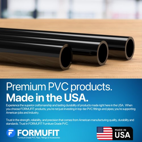 FORMUFIT PVC Pipe, 3/4" Size, (1.050" Actual OD) Sch 40 Furniture Grade, Black (40"L x 3-Pack) DIY Structural for Greenhouse, Garden, Dog Agility and Maker Projects - P034FGP-BK-40x3