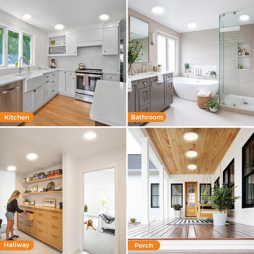 Flush Mount Ceiling Light Fixtures - 3000K-4000K-6500K & 100W Equivalent Flat led Lights for Room Ceiling,7.5Inch Ultra Thin Round White Ceiling Lights for Living Room,Bedroom,Kitchen,Bathroom,Hallway