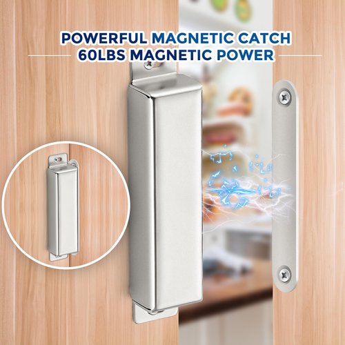 Ravinte Cabinet Door Magnets, 90lbs Strong Magnetic Door Catch, Heavy Duty Magnet Latch, Closet Door Magnetic Catch, Concealed Magnets for Cabinet Doors Cupboard Drawer Wardrobe Closet, 2 Pack Silver
