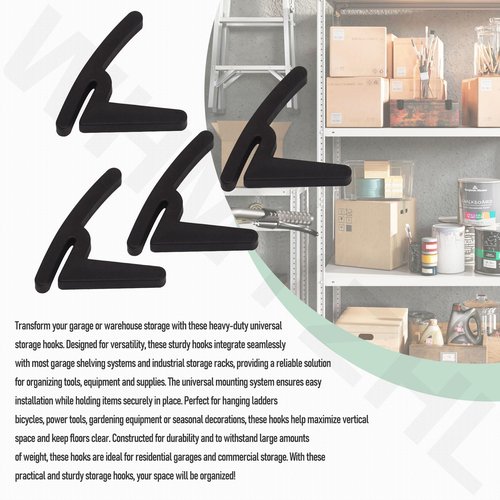 WHMYZHL 18 Pcs Universal Hooks for Garage Shelving and Industrial Storage Racks with Keyhole Slots Including L/J Heavy-Duty Hooks - Holds up to 40 lbs.