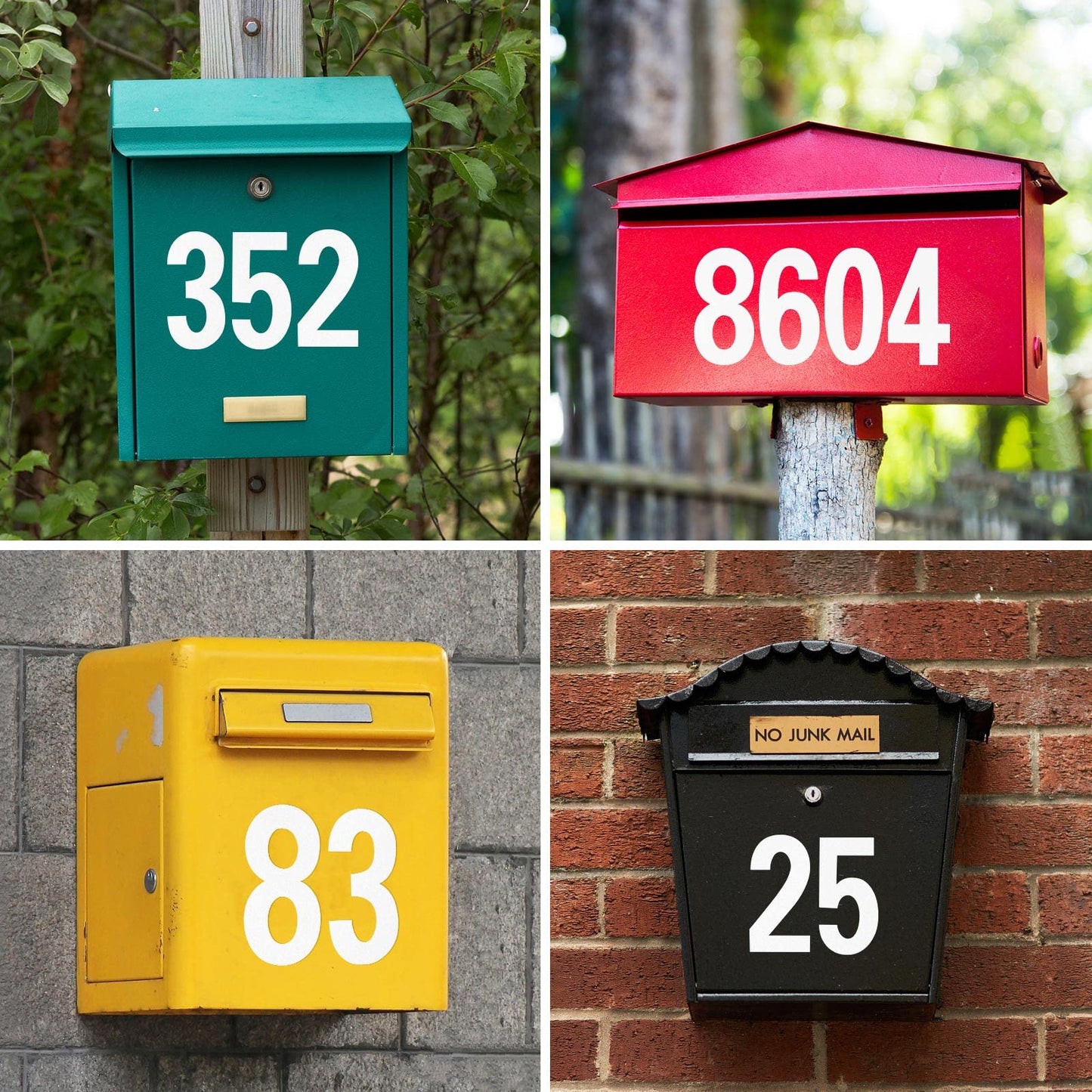 Reflective Mailbox Number for Outside, 4 Inch 4 Sets Vinyl Waterproof White Mailbox Numbers Stickers, Strong Self-adhesive House Adress Numbers for Mailbox Door Signs Trucks (Number 0-9)