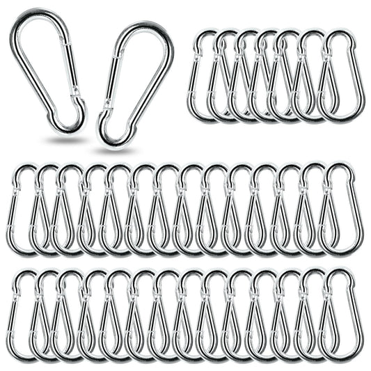 Acrux7 60Pcs M6 Carabiner Clip 2.5 Inch Heavy Duty Spring Snap Hook Small Carabiner Clips for Hammock, Swing, Fishing, Outdoor Camping, Hiking, Gym, 260LBS Holding Capacity