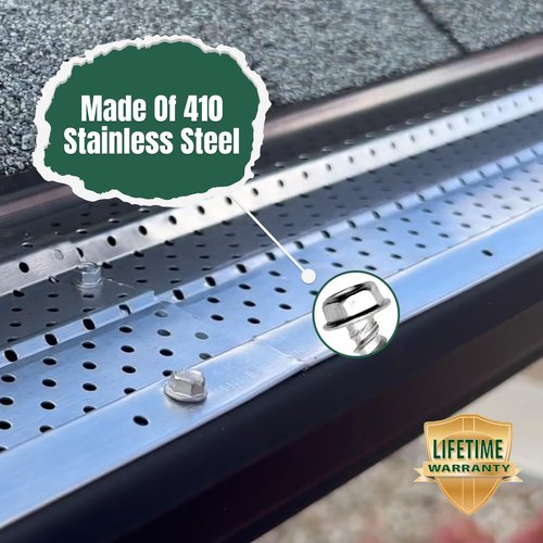 A-M Gutter Guard - 1/2" #8 Stainless Steel Zip Screws - Self-Piercing Easy Start Tip - Mill Finish - 1/4" Hex Washer Head - Pack of 100 - Includes 1/4" Magnetic Hex Driver – for Gutter Install