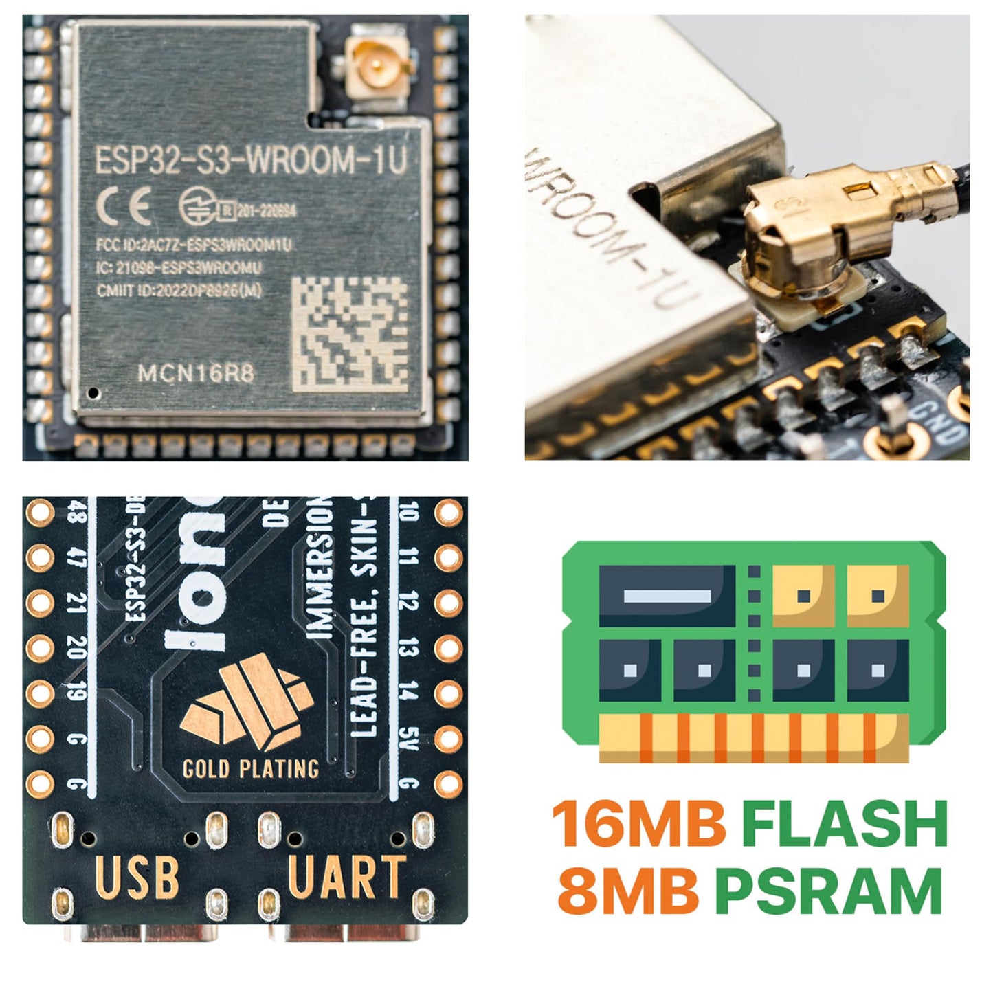 Lonely Binary ESP32-S3 N16R8 Gold Edition 16MB IPEX Antenna for Arduino IDE