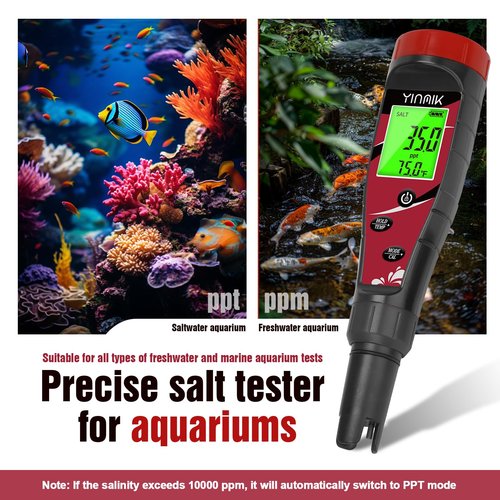 pH Chlorine Meter Digital Salinity pH Tester for Saltwater Pool Salt Reader for Fish Tank Koi Pond TDS Test Pen All in One pH CL Salt ORP EC TDS Temp Monitor Hydroponic pH Conductivity PPM Tester