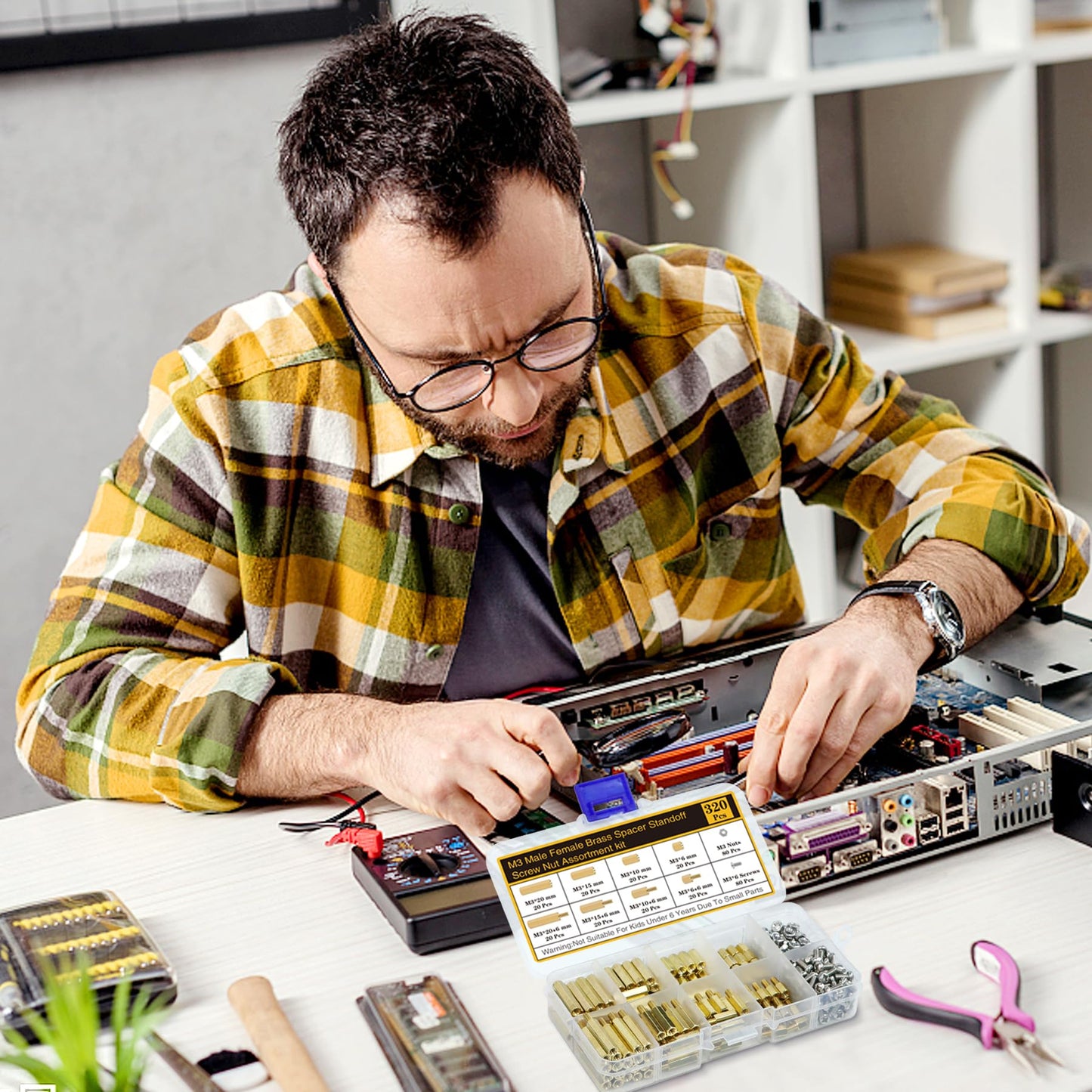 Csdtylh 320Pcs M3 Motherboard Standoffs&Screws&Nuts Kit, Hex Male-Female Brass Spacer Standoffs, Laptop Screws for DIY Computer Build, Electronic Projects, Raspberry Pi, Circuit Board etc.