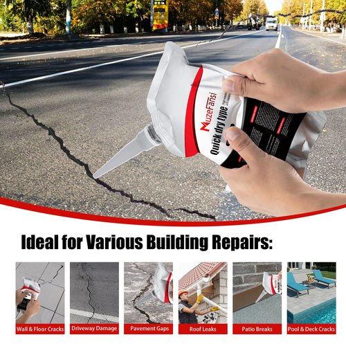 Concrete Crack Sealant, Sealant,Premium Crack Filler, Waterproof, Self-Leveling Cement Filler for Driveways, Walls, Patios, Garage Floors – Quick-Dry, Strong Bond(2 PCS,2.21LB)