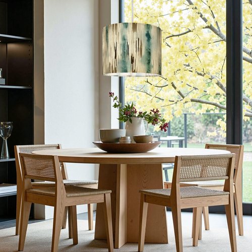 Drum Lamp Shades Set of 2 Abstract teal brown drip style light beige dark aquamarine Stripes Lampshades for Floor Lamps Table Lamps Pendant Light 11"x8.9" Large Replacement Linen Lampshade