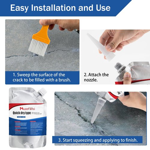 Concrete Crack Sealant, Premium Concrete Crack Filler, Weather-Resistant Caulking Glue,Quick-Drying & Waterproof Repair Adhesive for Slabs, Driveways, Sidewalks (2-Pack,2.19LB)