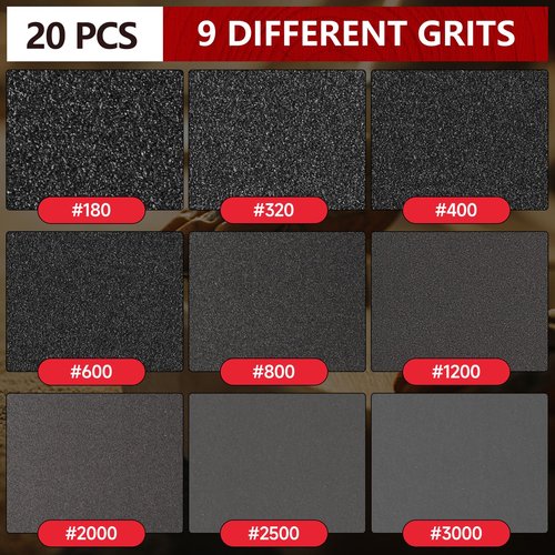 Shineboc 20Pcs 3 Inch Hook and Loop Sanding Sponge Disc with Buffer Backing 180-3000 Grit Wet Dry Sanding Sheets Reusable Hand Sander Sandpaper - Curved Surface Sanding Pads for Automotive Wood Metal